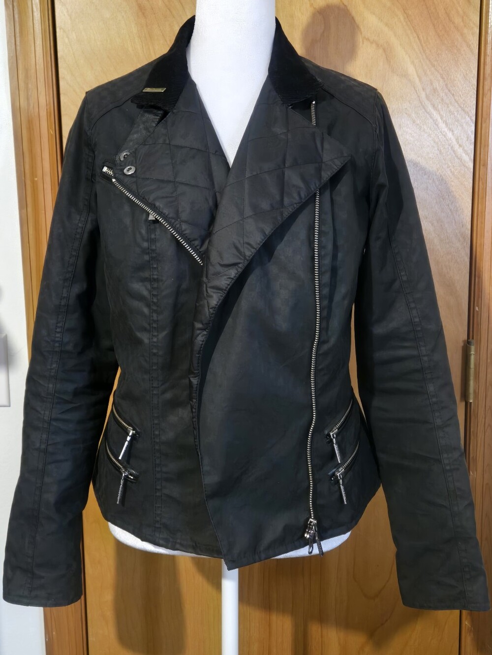 Barbour Women's Black Quilted Moto-Style Jacket Size 6